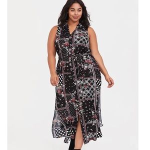 NWT 2X 4X Torrid black patchwork maxi shirt dress